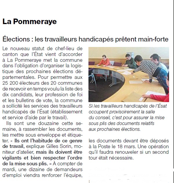 Article ouest france mars 2015